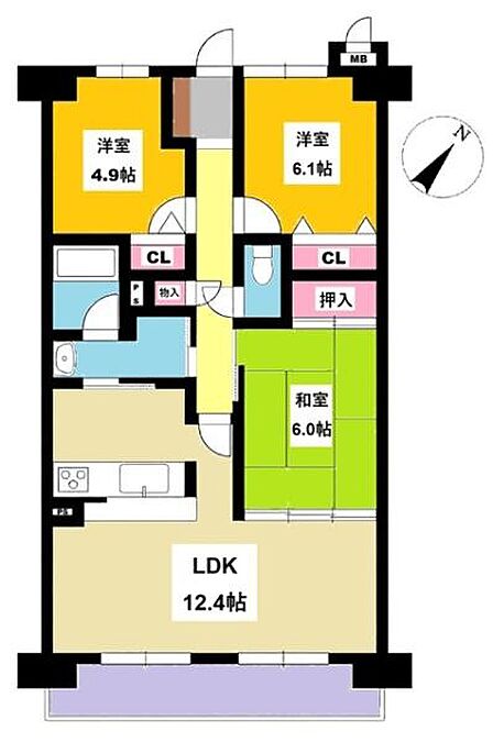 3LDK 間取り