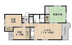 第二恵美酒マンション甲 3LDKの間取図画像