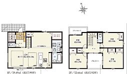 1号棟鎌倉市新築戸建 LDK23帖 床暖房 駐車3台
