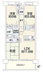 ライオンズガーデン湘南緑が浜 3LDKの間取図画像