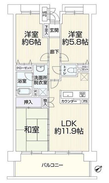 3LDK 間取り