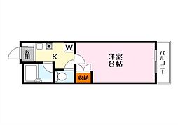 プロスパー2 1Kの間取図画像