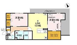 草津市野村5丁目アパート 2LDKの間取図画像