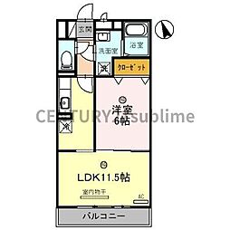 クレセント 1LDKの間取図画像