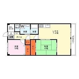 富士ロイヤルアベニュー 2LDKの間取図画像
