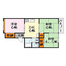 ハイツ北村 3DKの間取図画像