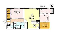 草津市野村5丁目アパート 2LDKの間取図画像