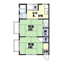 ハウス稲文 2DKの間取図画像