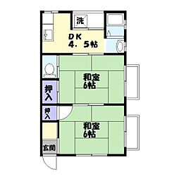 ハウス稲文 2DKの間取図画像