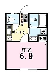 プレジール七里 1Kの間取図画像