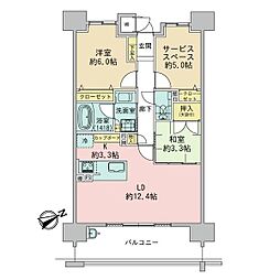 パークヒルズ安古市リバーコート 2SLDKの間取図画像