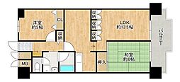 朝日プラザ松原A棟 2LDKの間取図画像