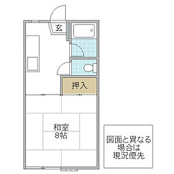 住谷コーポ 1階1Kの間取り