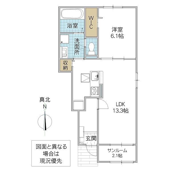 グラン ビレッジ ウー III 105号室｜茨城県水戸市石川(賃貸アパート1LDK・1階・50.01㎡)の写真 その2