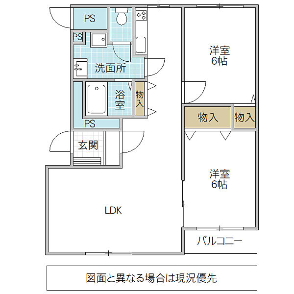 レラハール 101号室｜茨城県水戸市吉沢町(賃貸マンション2LDK・1階・60.89㎡)の写真 その2