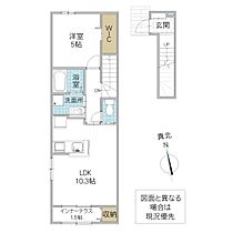 サンプリズム II 206号室 ｜ 茨城県ひたちなか市大字足崎（賃貸アパート1LDK・2階・44.28㎡） その2