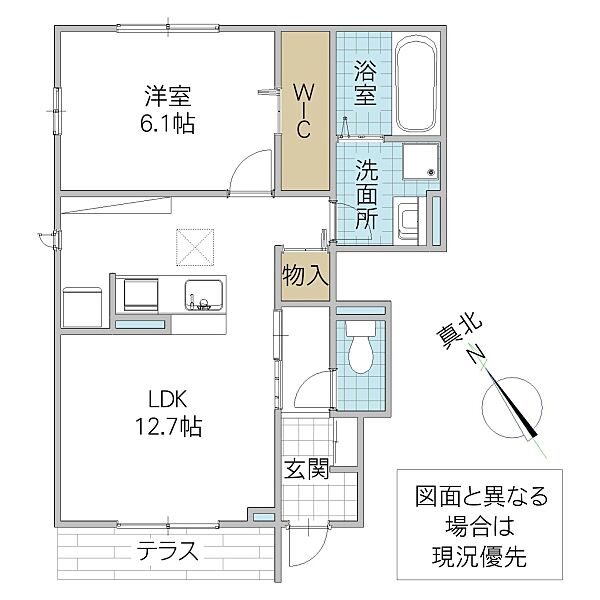 グレース 101号室｜茨城県水戸市曙町(賃貸アパート1LDK・1階・46.96㎡)の写真 その1