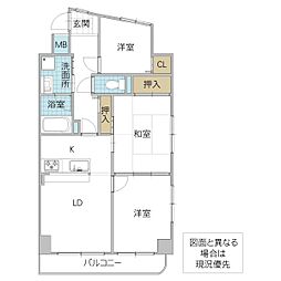 シティパレス水戸南町 10階3LDKの間取り