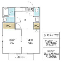 グリーンヒル石川 2 201号室 ｜ 茨城県水戸市千波町（賃貸アパート2K・2階・37.26㎡） その2