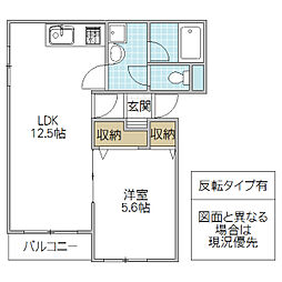 パラシオ 1階1LDKの間取り