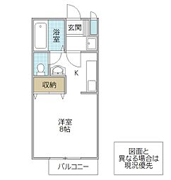 カーザ・ペケーナ B棟 1階1Kの間取り