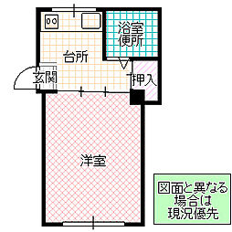 コーポピアまほろば 2階1Kの間取り