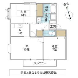 キャトルセゾンD 2LDKの間取図画像