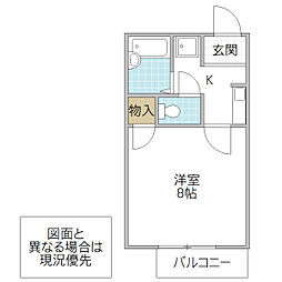 ドミール常南 1Kの間取図画像