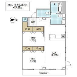 HYDE PARK MITO 5階1SLDKの間取り