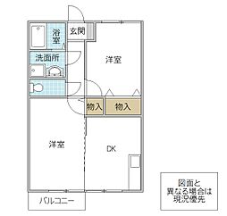 ビュー金上B 2DKの間取図画像