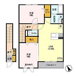 ゼルコーバA 2LDKの間取図画像