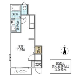 Saint Clair 1階ワンルームの間取り
