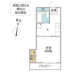 ルレーブ見川 I 2階1Kの間取り