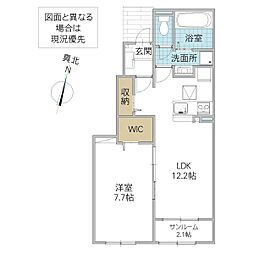 ヒカルサ水戸石川サウス 1階1LDKの間取り
