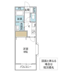 メゾン・ド・N 2階1Kの間取り
