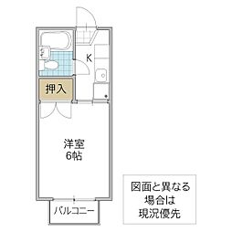 サマックスノーブルA 1Kの間取図画像