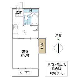 ルレーブ見川 I 3階1Kの間取り