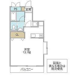 クランメール・赤塚 3階ワンルームの間取り