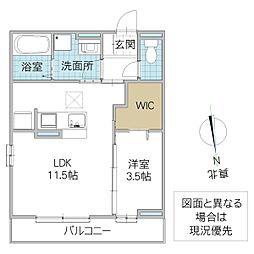 プア メリア 1階1LDKの間取り