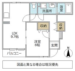ベルメゾン 1階1LDKの間取り