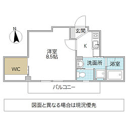 サウス ヒル 2階1Kの間取り