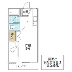 ハイム石川 1Kの間取図画像