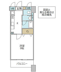 フォーライフネオ水戸 4階1Kの間取り
