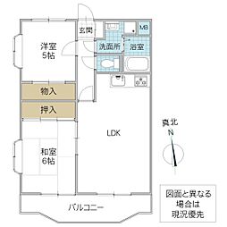 ファミール笠原 3階2LDKの間取り