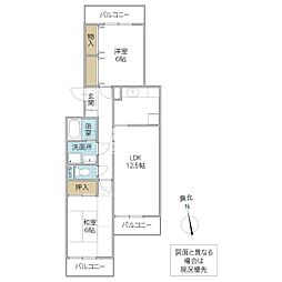 サンガーデン A 209号室 2階2LDKの間取り
