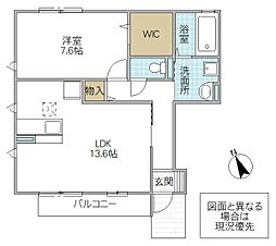 パークドプランタンI 1LDKの間取図画像