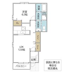 メゾンドリカム V 1階1LDKの間取り