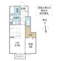 東原シティハウス 1階1LDKの間取り