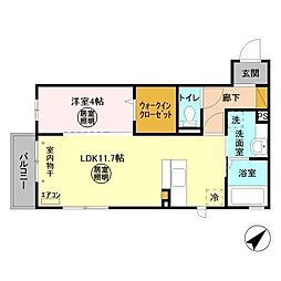 パークドオートム A 3階1LDKの間取り