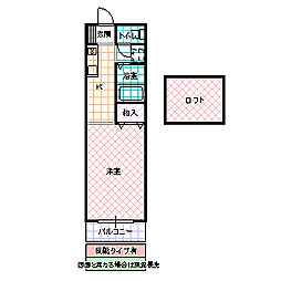 ウィンズフィールド D 203号室 2階ワンルームの間取り